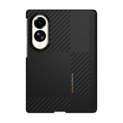 Galaxy Z Fold 8 Kılıf M-safe Şarj Özellikli Metal Kamera Çerçeveli Raptic Aramid SkinPro Serisi Karbon Kılıf