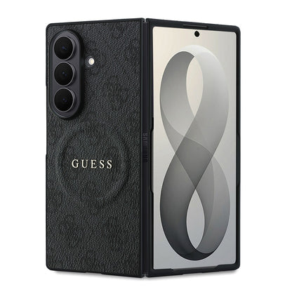 Galaxy Z Fold 8 Ultra Kılıf Guess Orijinal Lisanslı M-safe Şarj Özellikli 4G Desenli Yazı Logolu PU Deri Kılıf