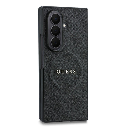 Galaxy Z Fold 8 Ultra Kılıf Guess Orijinal Lisanslı M-safe Şarj Özellikli 4G Desenli Yazı Logolu PU Deri Kılıf