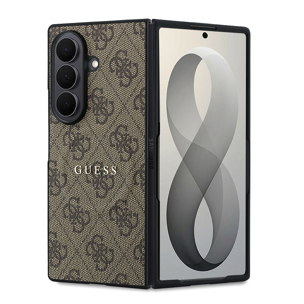 Galaxy Z Fold 8 Ultra Kılıf Guess Orijinal Lisanslı M-safe Şarj Özellikli 4G Desenli Yazı Logolu PU Deri Kılıf