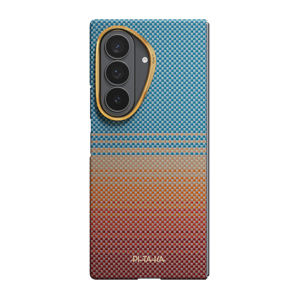 Galaxy Z Fold 8 Ultra Kılıf M-safe Şarj Özellikli Aramid Karbon Fiber Pitaka Sunset 2.0 California Dream Serisi Kılıf