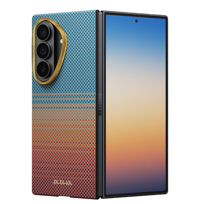 Galaxy Z Fold 8 Ultra Kılıf M-safe Şarj Özellikli Aramid Karbon Fiber Pitaka Sunset 2.0 California Dream Serisi Kılıf
