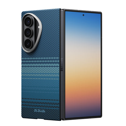 Galaxy Z Fold 8 Ultra Kılıf M-safe Şarj Özellikli Aramid Karbon Fiber Pitaka Tactile Woven Sunset-Moonrise Serisi Kılıf