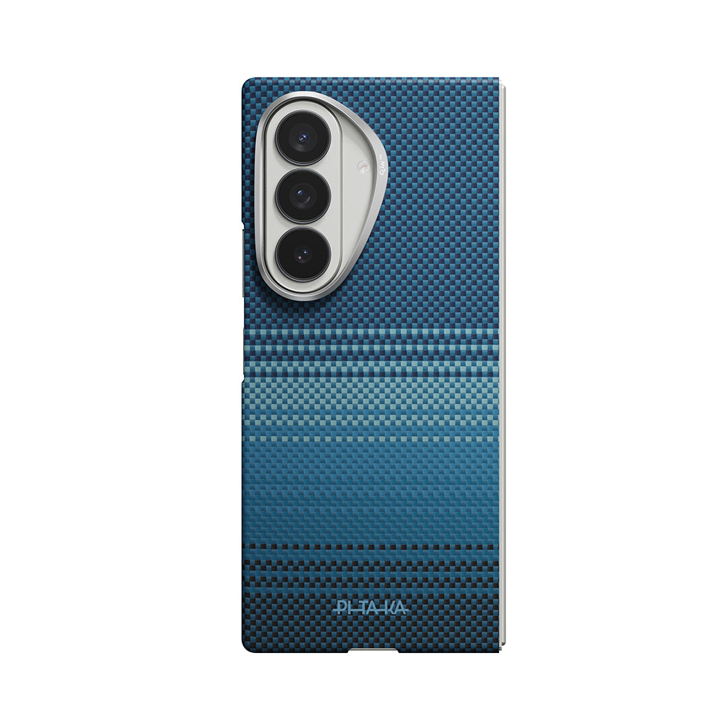 Galaxy Z Fold 8 Ultra Kılıf M-safe Şarj Özellikli Aramid Karbon Fiber Pitaka Tactile Woven Sunset-Moonrise Serisi Kılıf