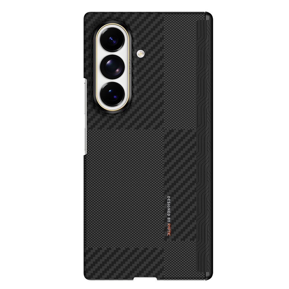 Galaxy Z Fold 8 Ultra Kılıf M-safe Şarj Özellikli Metal Kamera Çerçeveli Raptic Aramid SkinPro Serisi Karbon Kılıf