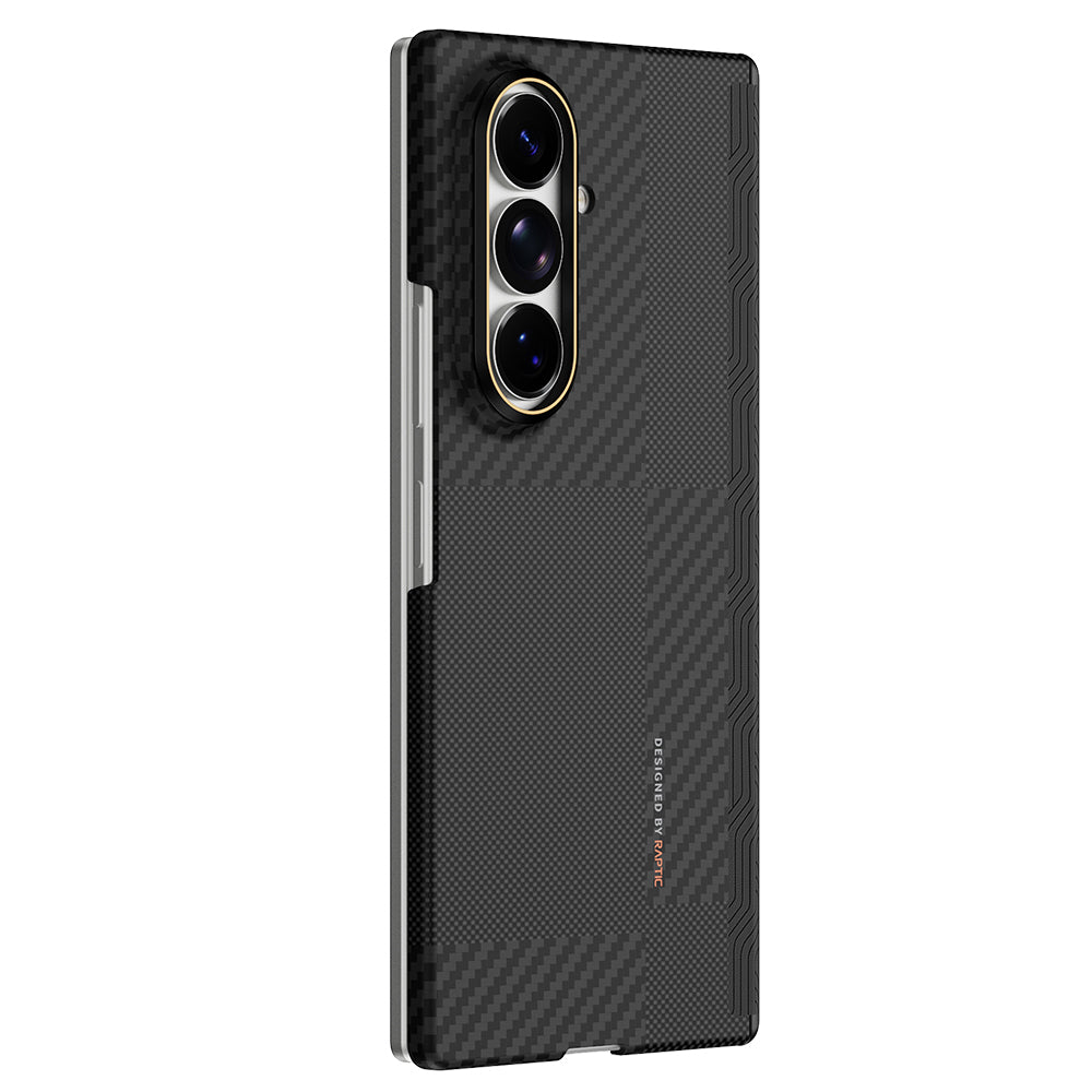 Galaxy Z Fold 8 Ultra Kılıf M-safe Şarj Özellikli Metal Kamera Çerçeveli Raptic Aramid SkinPro Serisi Karbon Kılıf