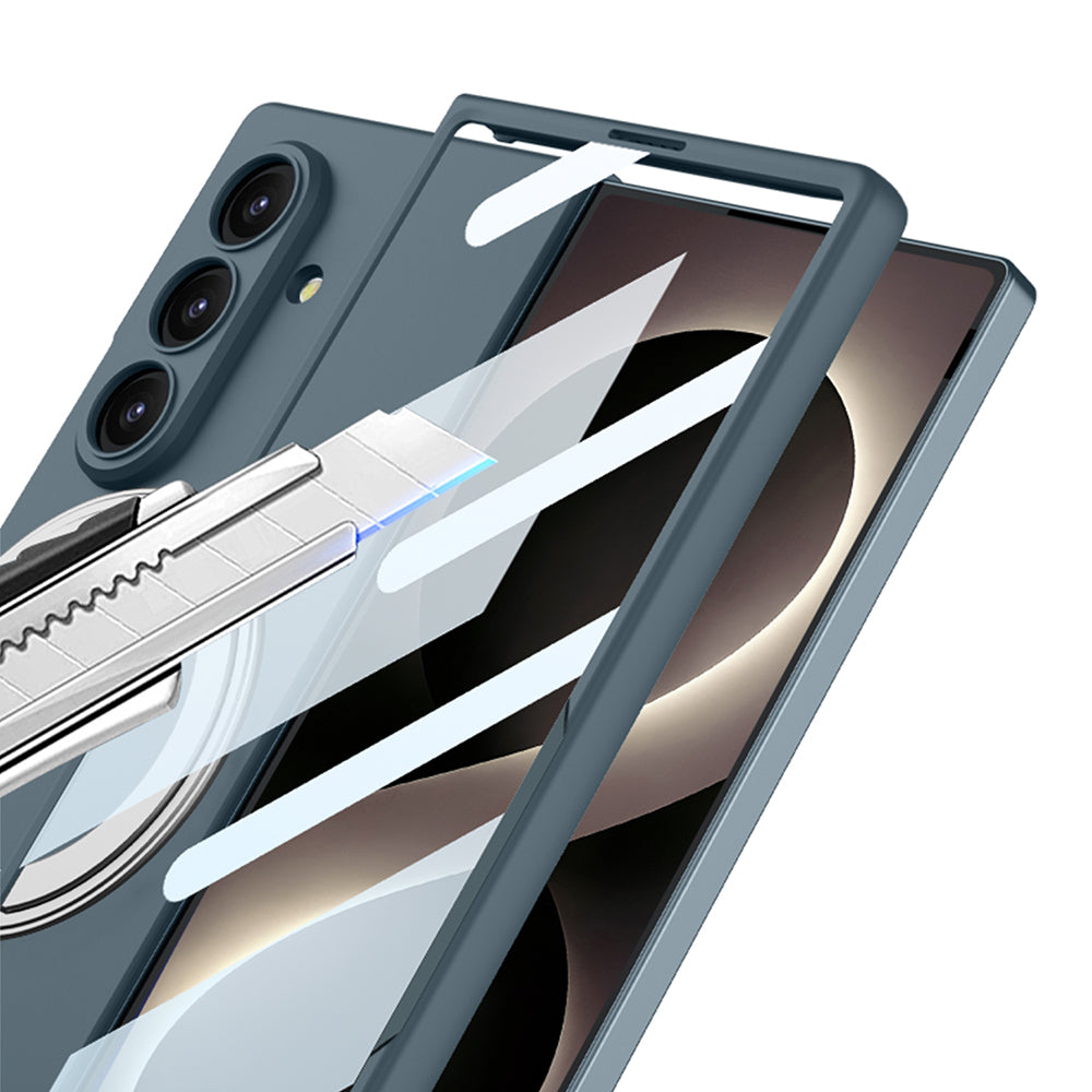 Galaxy Z Fold 8 Ultra Kılıf M-safe Şarj Özellikli Zore Kıpta Yüzüklü Kamera Korumalı Kılıf