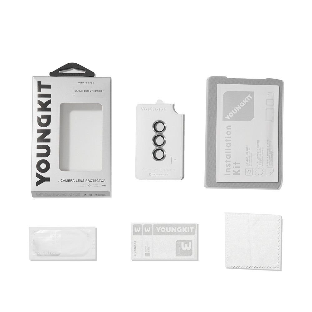 Galaxy Z Fold 8 Ultra Youngkit Alloy Original Parlama Önleyici Kamera Lens Koruyucu + Kolay Uygulama Aparatlı