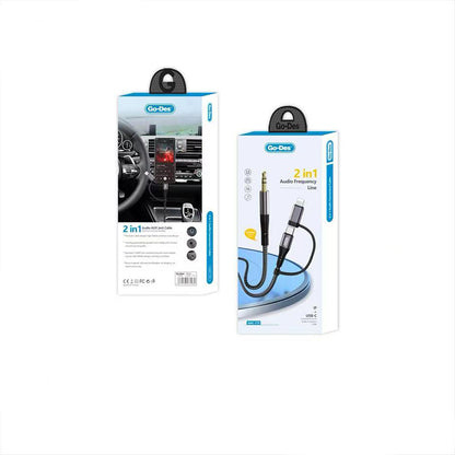 Go Des GAC-172 2in1 Type-C & Lightning to 3.5mm AUX Audio Kablo 1M