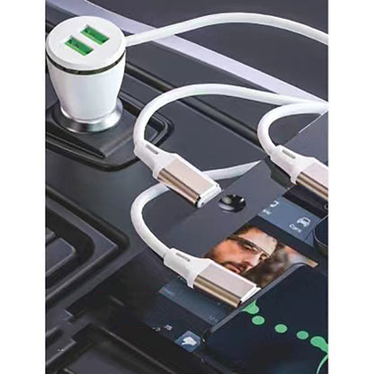 Go Des GD-CC202 5 in 1 5A Hızlı Şarj Çift USB-A ve Micro Type-C Lightning Kablolu Araç Şarj Aleti