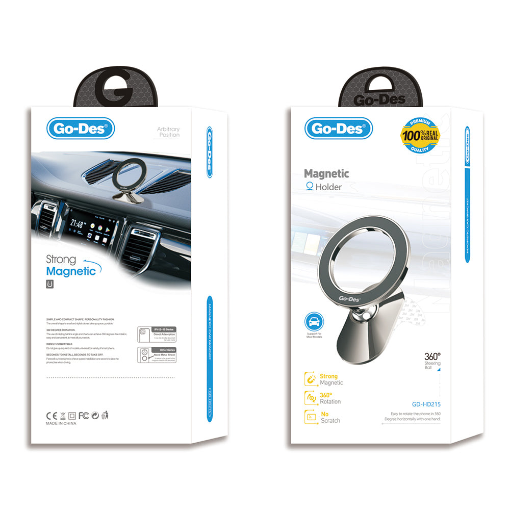 Go Des GD-HD215 Magnetik M-safe 360 Derece Dönebilen Oynar Başlıklı Araç İçi Telefon Tutucu