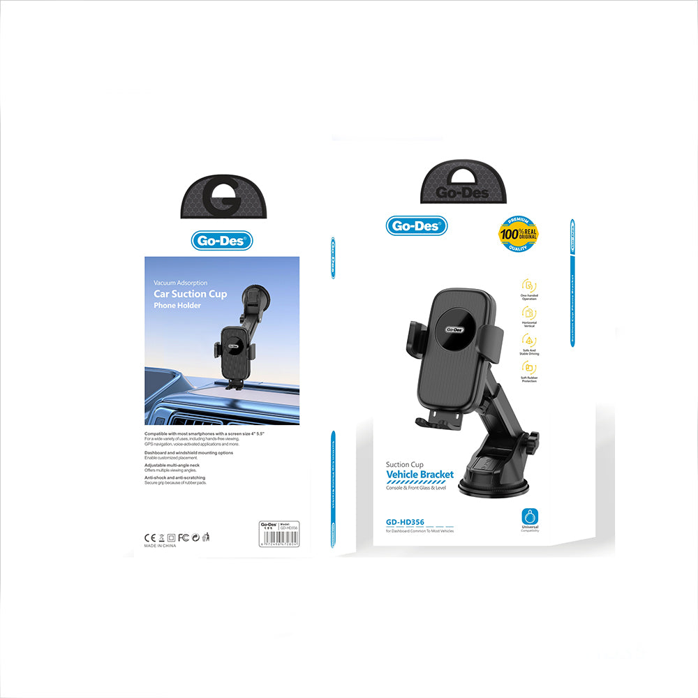 Go Des GD-HD356 360 Derece Dönebilen Teleskopik Vakumlu Tasarım Araç İçi Telefon Tutucu