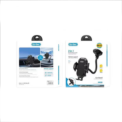 Go Des GD-HD651S Havalandırma ve Vantuz Tasarımlı 2in1 Araç İçi Telefon Tutucu