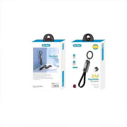 Go-Des GD-UC683 Type-C to Lightning Hızlı Şarj Özellikli Anahtarlık Data ve Şarj Kablosu 27W