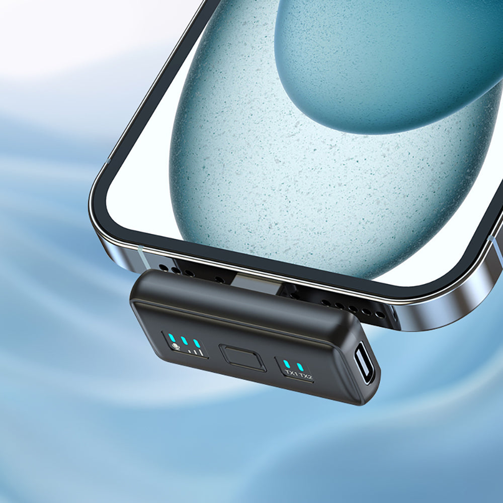 Go Des GD-WS307 2in1 Gürültü Engelleyici Özellikli Type-C ve Lightning Şarj Portlu Kablosuz Yaka Mikrofonu