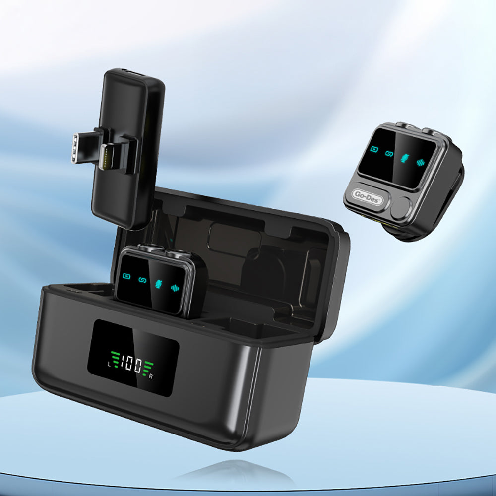 Go Des GD-WS307 2in1 Gürültü Engelleyici Özellikli Type-C ve Lightning Şarj Portlu Kablosuz Yaka Mikrofonu