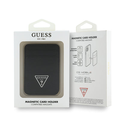 Guess Orijinal Lisanslı 2 Hazneli Üçgen Logolu Deri Magnetik Kartlık