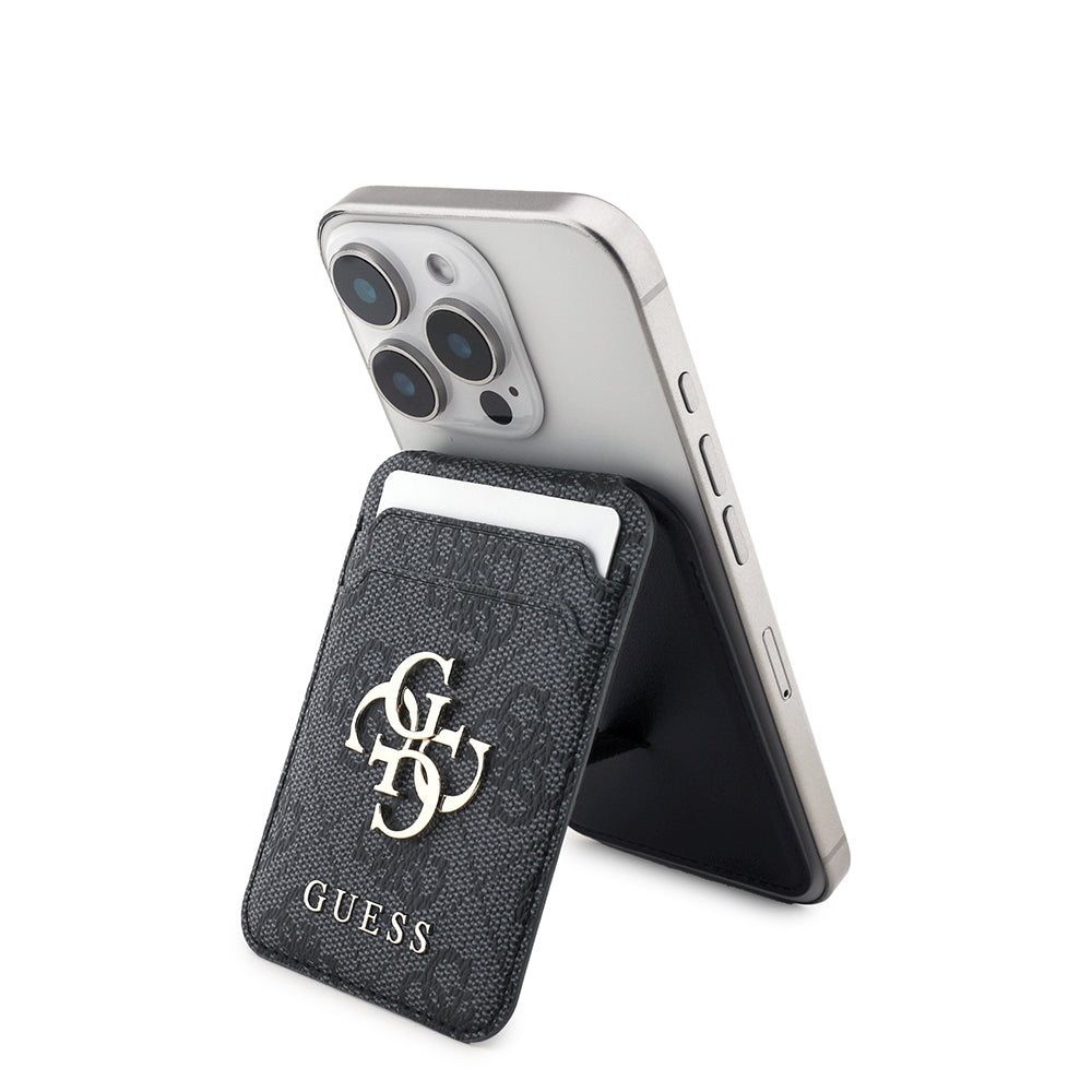 Guess Orijinal Lisanslı PU Deri 4G Desenli Metal Büyük 4G ve Yazı Logolu Standlı Magnetik Kartlık