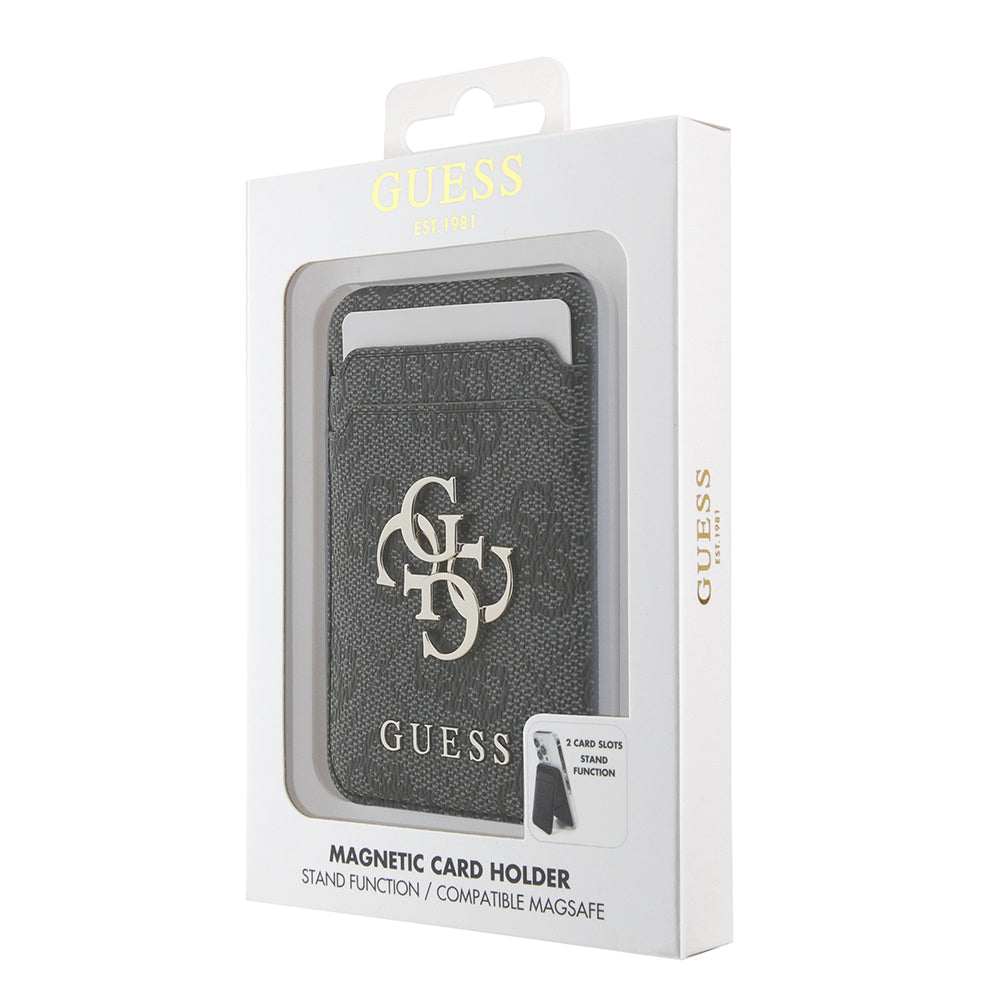 Guess Orijinal Lisanslı PU Deri 4G Desenli Metal Büyük 4G ve Yazı Logolu Standlı Magnetik Kartlık