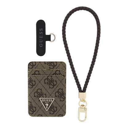 Guess Orijinal Lisanslı 2in1 Bilek Askı İpli 4G Desenli Metal Üçgen Logolu Magnetik Kartlık