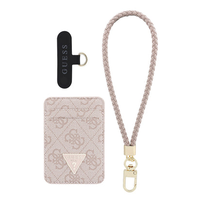 Guess Orijinal Lisanslı 2in1 Bilek Askı İpli 4G Desenli Metal Üçgen Logolu Magnetik Kartlık