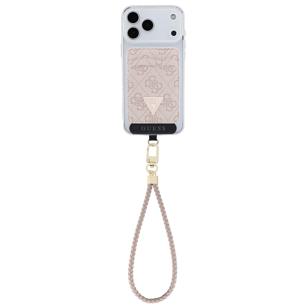 Guess Orijinal Lisanslı 2in1 Bilek Askı İpli 4G Desenli Metal Üçgen Logolu Magnetik Kartlık