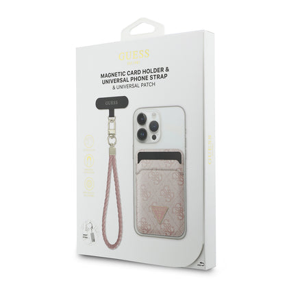 Guess Orijinal Lisanslı 2in1 Bilek Askı İpli 4G Desenli Metal Üçgen Logolu Magnetik Kartlık