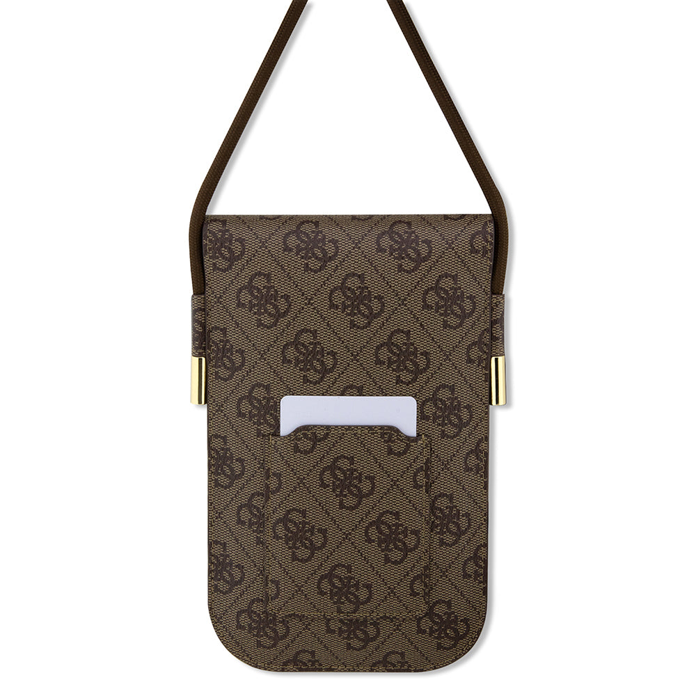 Guess Orijinal Lisanslı 4G Desenli Metal Yazı Logolu Askılı Mıknatıs Kılıflı Çanta