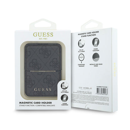 Guess Orijinal Lisanslı 4G Desenli Yazı Logolu Pop-up Magnetik Standlı PU Kartlık