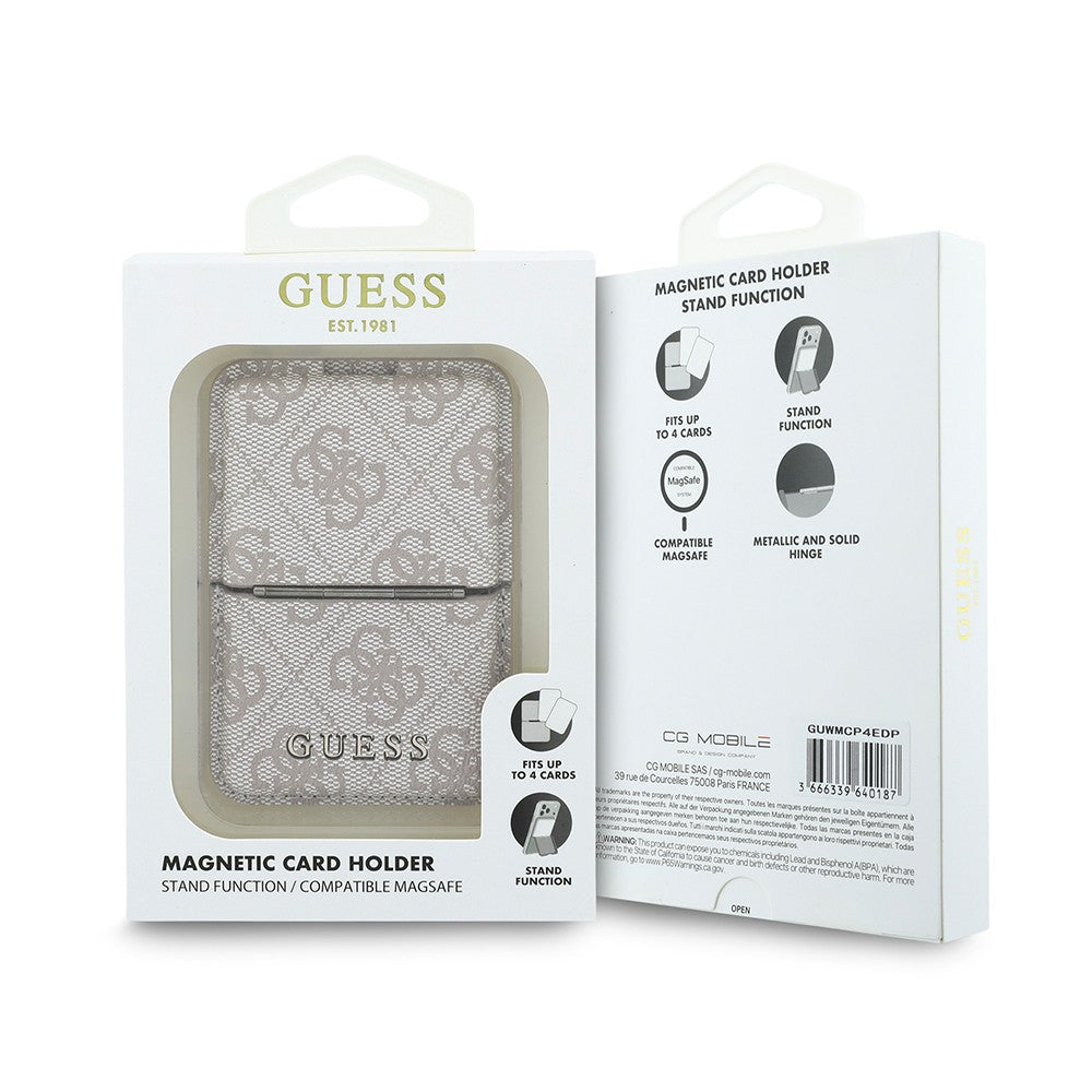 Guess Orijinal Lisanslı 4G Desenli Yazı Logolu Pop-up Magnetik Standlı PU Kartlık