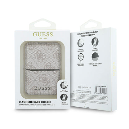 Guess Orijinal Lisanslı 4G Desenli Yazı Logolu Pop-up Magnetik Standlı PU Kartlık