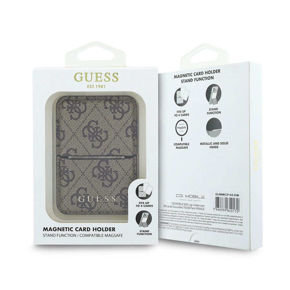 Guess Orijinal Lisanslı 4G Desenli Yazı Logolu Pop-up Magnetik Standlı PU Kartlık