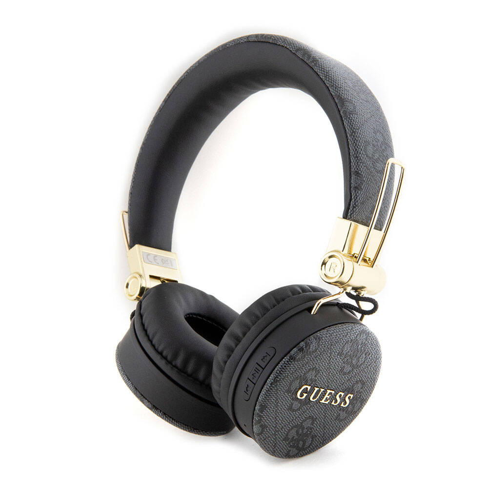 Guess Orijinal Lisanslı 4G Metal Logo PU Deri Ayarlanabilir Kulak Üstü Bluetooth Kulaklık