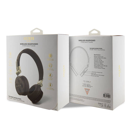 Guess Orijinal Lisanslı 4G Metal Logo PU Deri Ayarlanabilir Kulak Üstü Bluetooth Kulaklık
