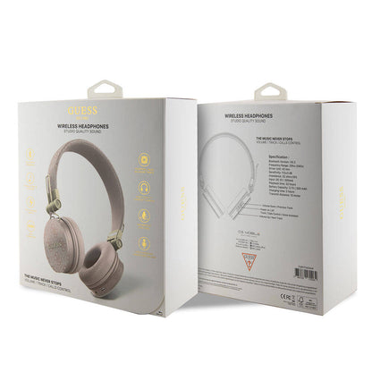 Guess Orijinal Lisanslı 4G Metal Logo PU Deri Ayarlanabilir Kulak Üstü Bluetooth Kulaklık