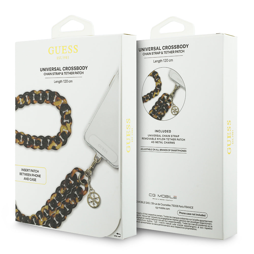 Guess Orijinal Lisanslı 4G Metal Logolu Büyük Zincirli Çapraz Vücut Telefon Askı Kayışı 120cm