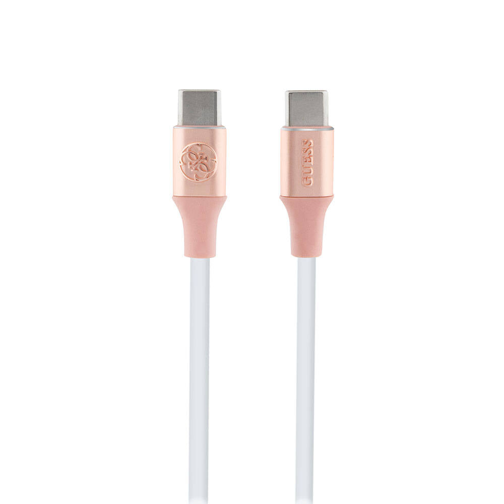 Guess Orijinal Lisanslı 4G ve Yazı Logolu Aydınlatmalı Kablo Ucu Hızlı Şarj Özellikli Type-C To Type-C PD Kablo 3A 1.5m
