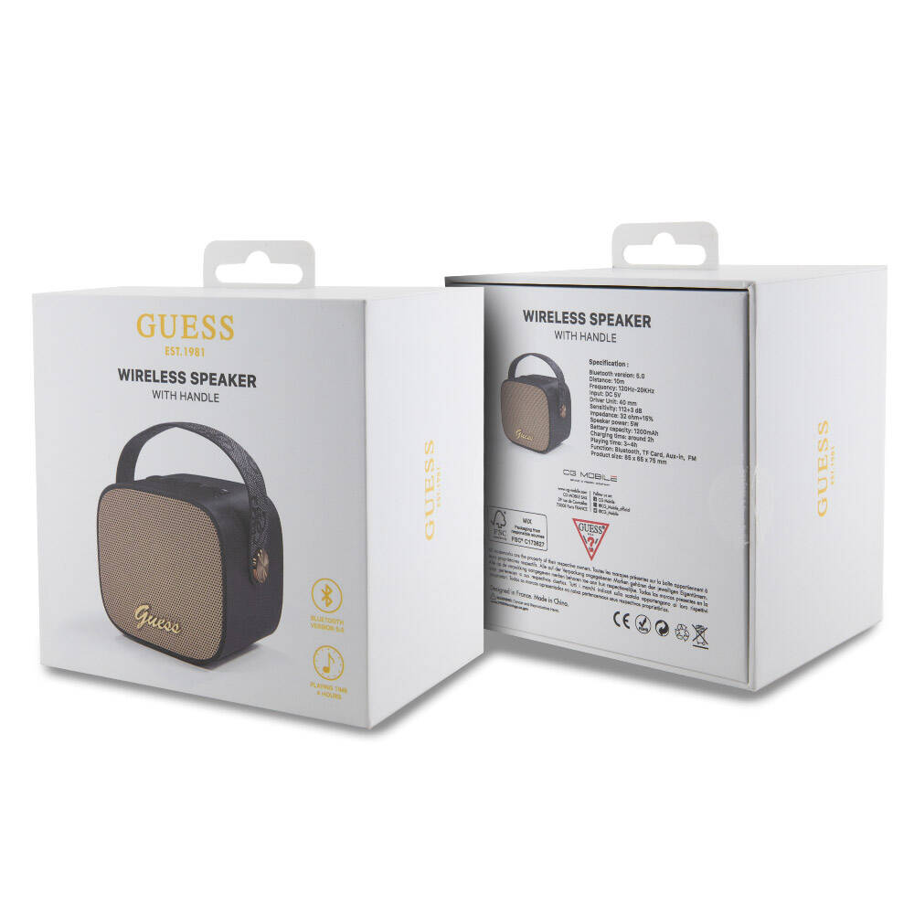 Guess Orijinal Lisanslı Askılı PU Deri Yazı Logolu 5W Bluetooth Speaker