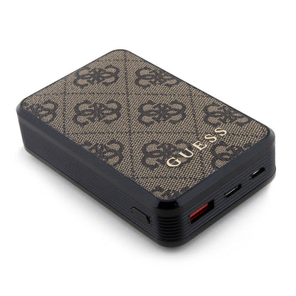 Guess Orijinal Lisanslı Dijital Led Göstergeli PU Deri 4G Desenli Metal Yazı Logolu Powerbank 10000mAh 18W