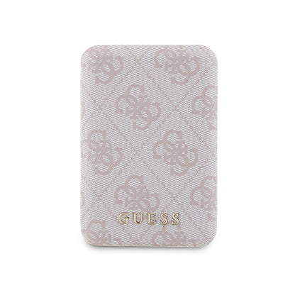Guess Orijinal Lisanslı Dijital Led Göstergeli PU Deri 4G Desenli Metal Yazı Logolu Powerbank 5000mAh 15W