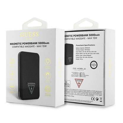 Guess Orijinal Lisanslı Dijital Led Göstergeli PU Deri Yüzey Üçgen Logolu Powerbank 5000mAh 15W