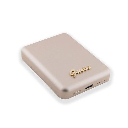 Guess Orijinal Lisanslı M-safe Şarj Özellikli Metal Yazı Logolu Powerbank 3000mAh 5W