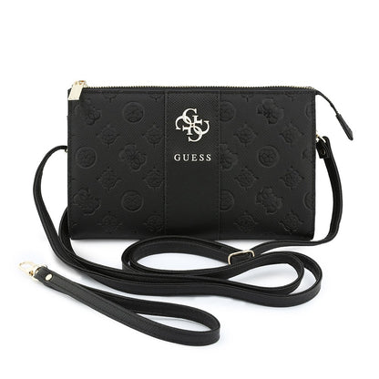 Guess Orijinal Lisanslı Peony ve 4G Desenli Şerit Detaylı Metal Logolu Omuz Askılı El Çantası