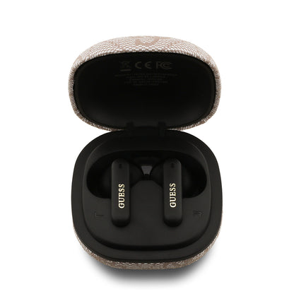 Guess Orijinal Lisanslı PU 4G Desenli Klasik Metal Yazı Logolu TWS Kulak İçi Bluetooth Kulaklık