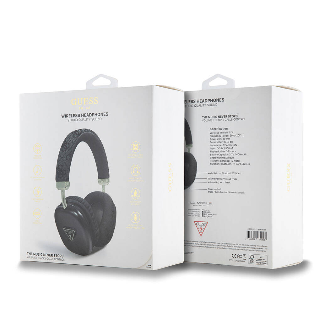 Guess Orijinal Lisanslı PU 4G Desenli Üçgen Logolu Kulak Üstü Bluetooth Kulaklık