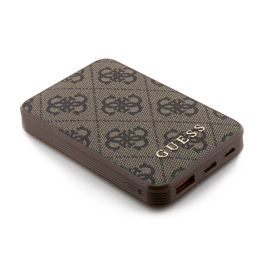 Guess Orijinal Lisanslı PU Deri 4G Desenli Metal Yazı Logolu Powerbank 5000mAh