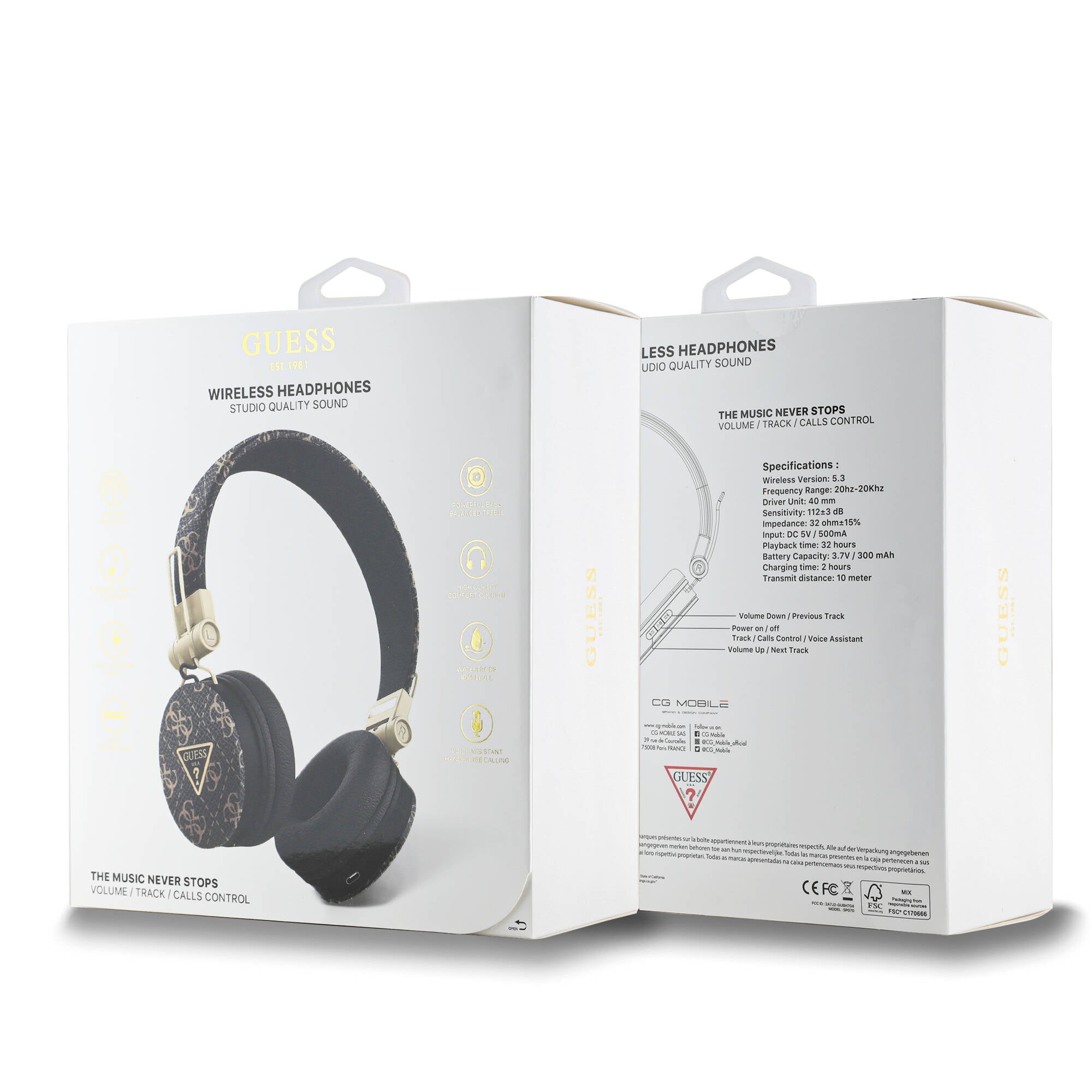 Guess Orijinal Lisanslı PU Desenli Metal Üçgen Logolu Kulak Üstü Bluetooth Kulaklık