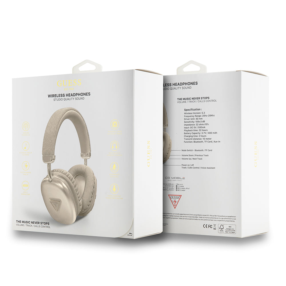 Guess Orijinal Lisanslı PU Üçgen Logolu Kulak Üstü Bluetooth Kulaklık