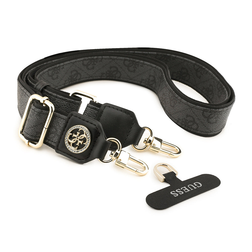 Guess Orijinal Lisanslı Taşlı 4G Metal Logolu Çapraz Vücut Telefon Askı Kayışı 150cm