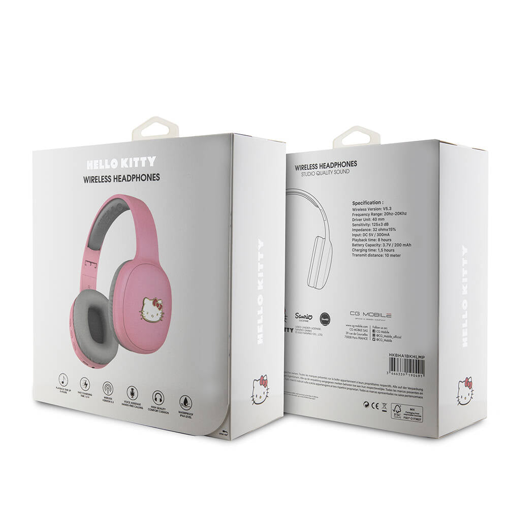 Hello Kitty Orijinal Lisanslı Ayarlanabilir Metal Kitty Logolu Oval Bluetooth 5.3 Kulaklık